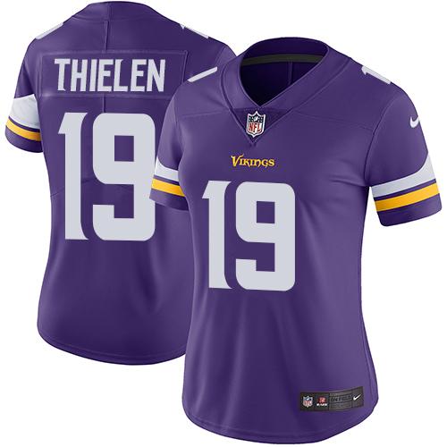 Nike Vikings #19 Adam Thielen Purple Team Color Women's Stitched NFL Vapor Untouchable Limited Jersey